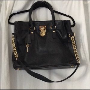 Michael Kors Black Leather Hamilton Tote